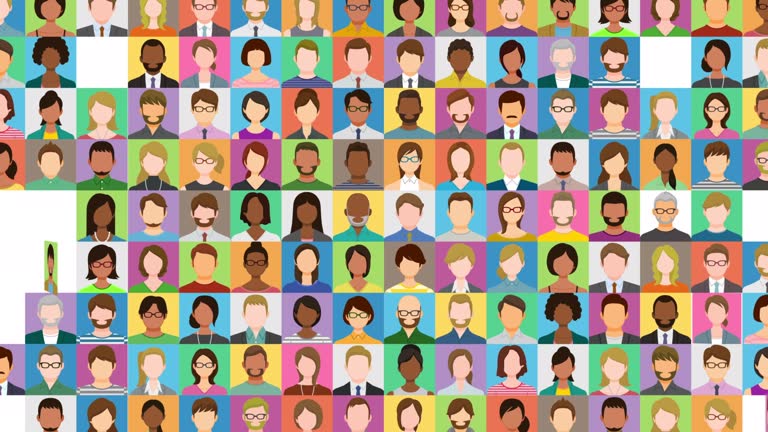 Collage of different  multiethnic people